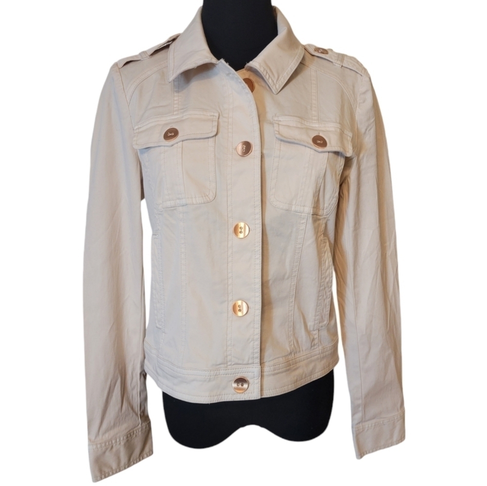 WHBM Cream Cotton Twill Jacket Size 6